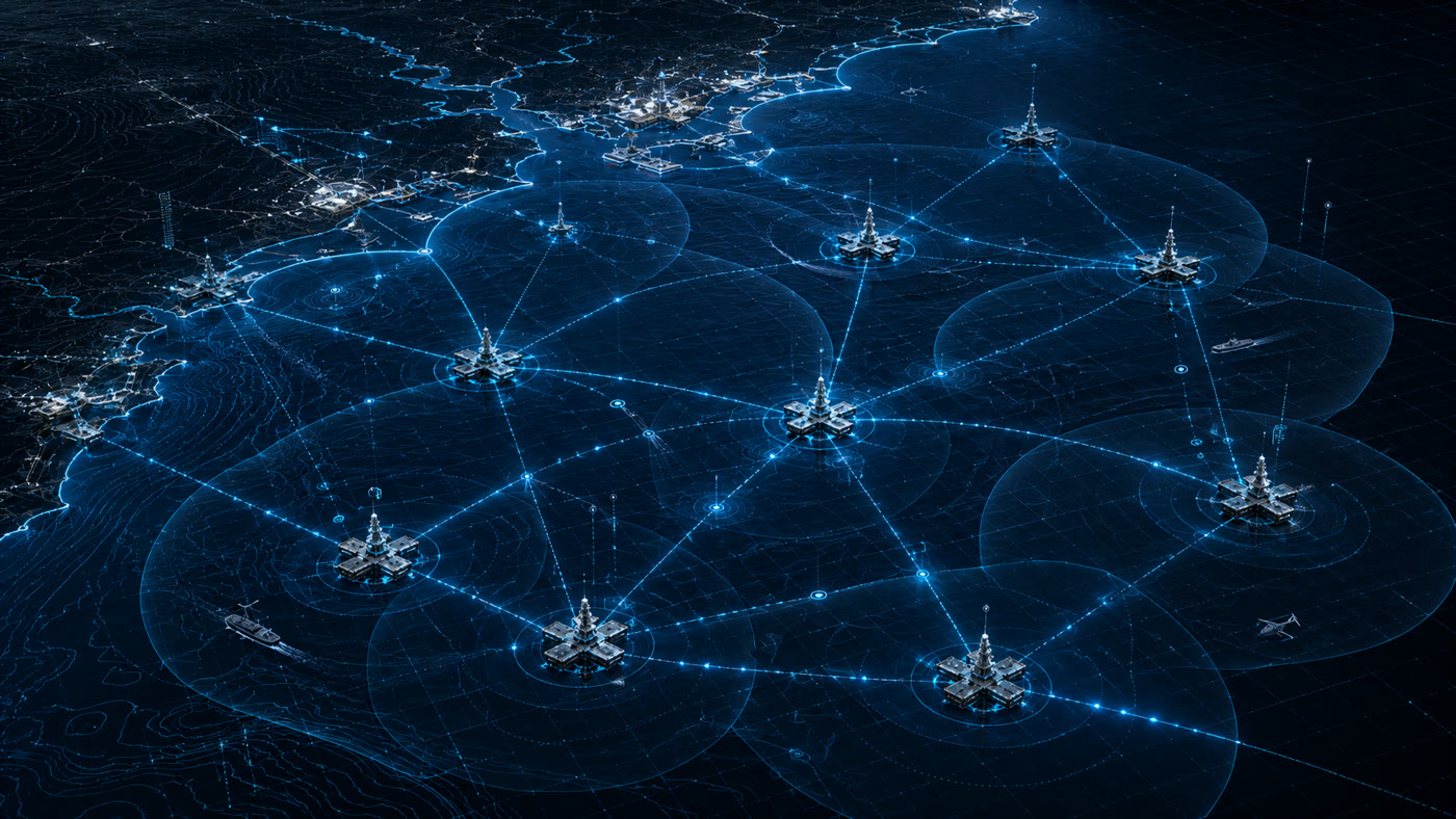 Concept rendering: a distributed network of AYDLL platform nodes providing persistent coverage across the maritime domain.